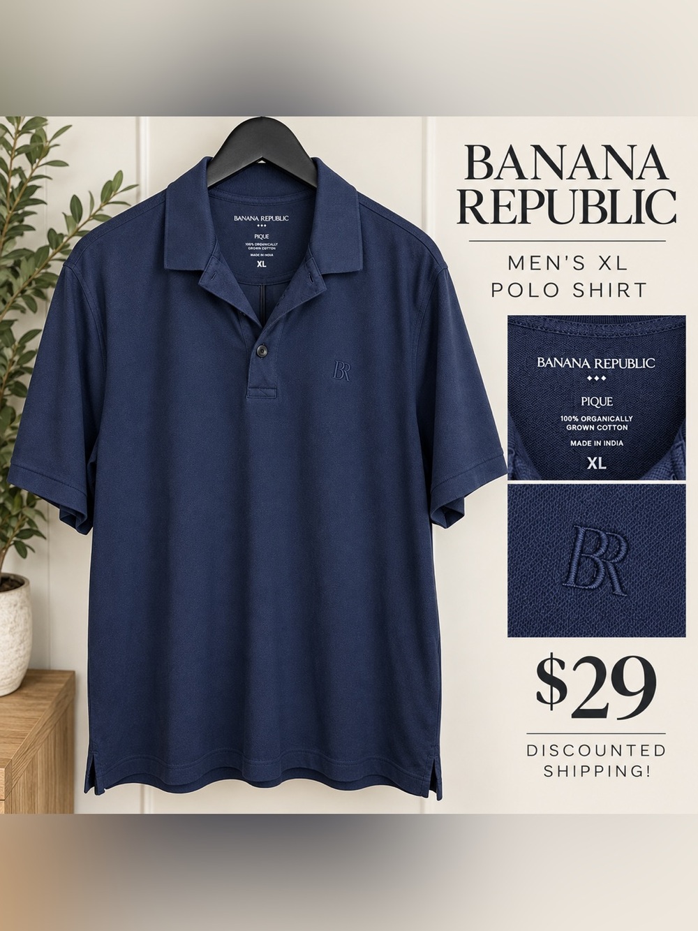 Banana Republic Men's Navy Polo Shirt